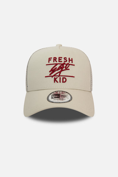 New Era mesh trucker ecru and red