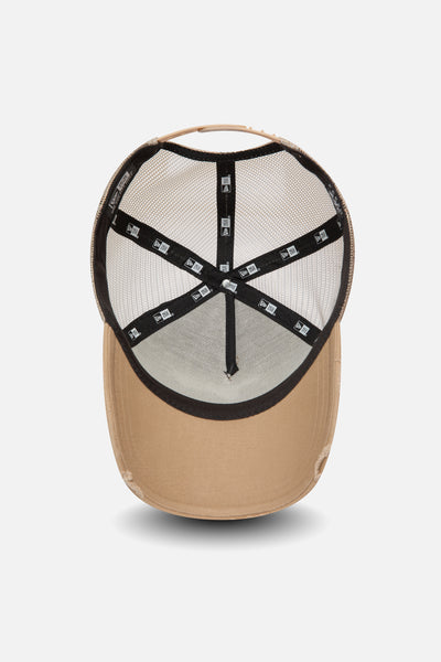 New Era distressed mesh trucker tan