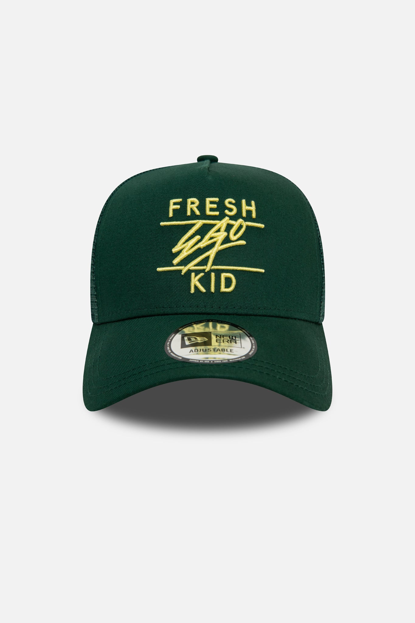 New Era mesh trucker green and yellow