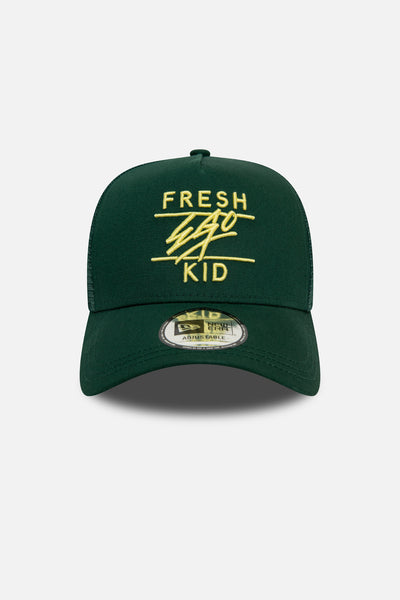 New Era mesh trucker green and yellow