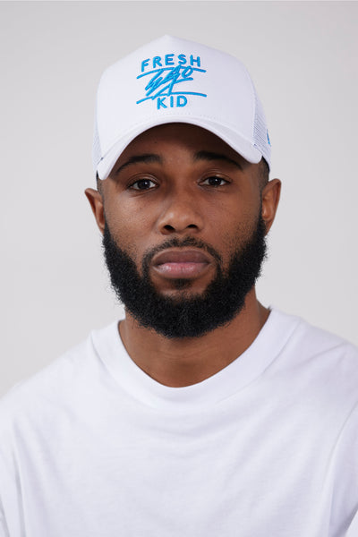 New Era mesh trucker white and blue