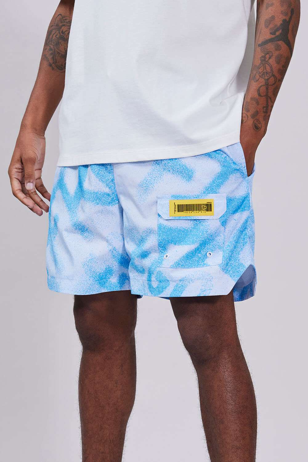 fresh ego kid bel-air spray paint swim shorts 