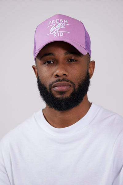 New Era mesh trucker purple