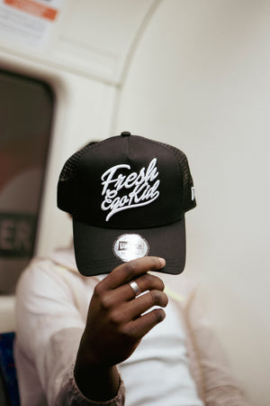 New Era Retro Script Mesh Trucker