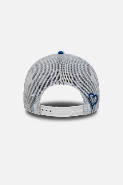 Fresh Ego Kid New Era flower print trucker in blue