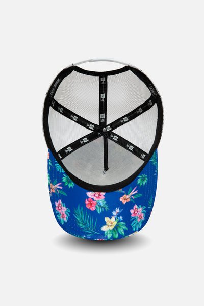 Fresh Ego Kid New Era flower print trucker in blue