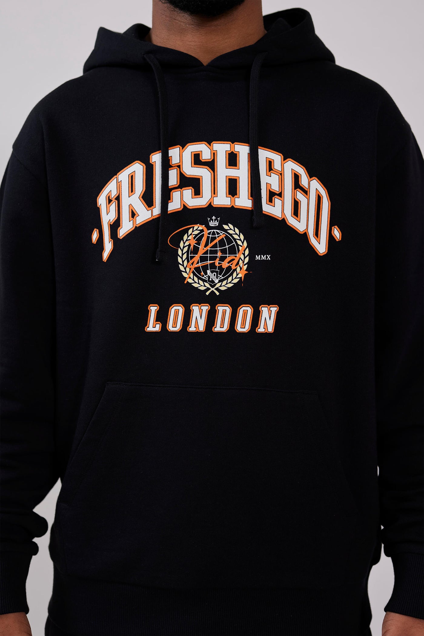 fresh ego kid GLOBAL VARSITY PRINT HOODIE