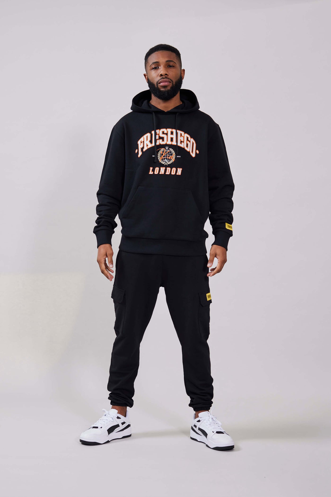 fresh ego kid GLOBAL VARSITY PRINT HOODIE