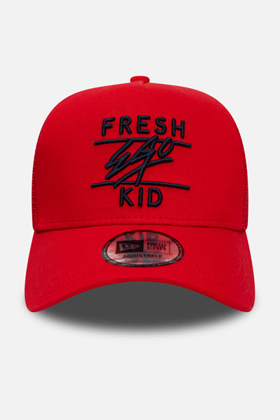 fresh ego kid new era New Era mesh trucker in red 