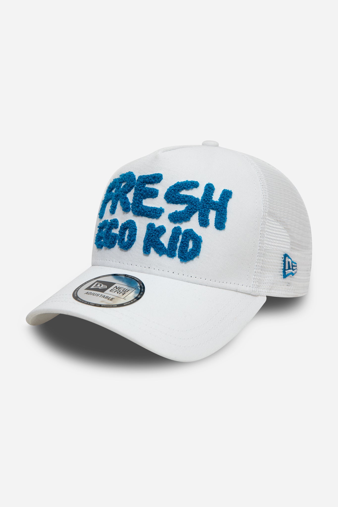 New Era Fresh Ego trucker in white and blue