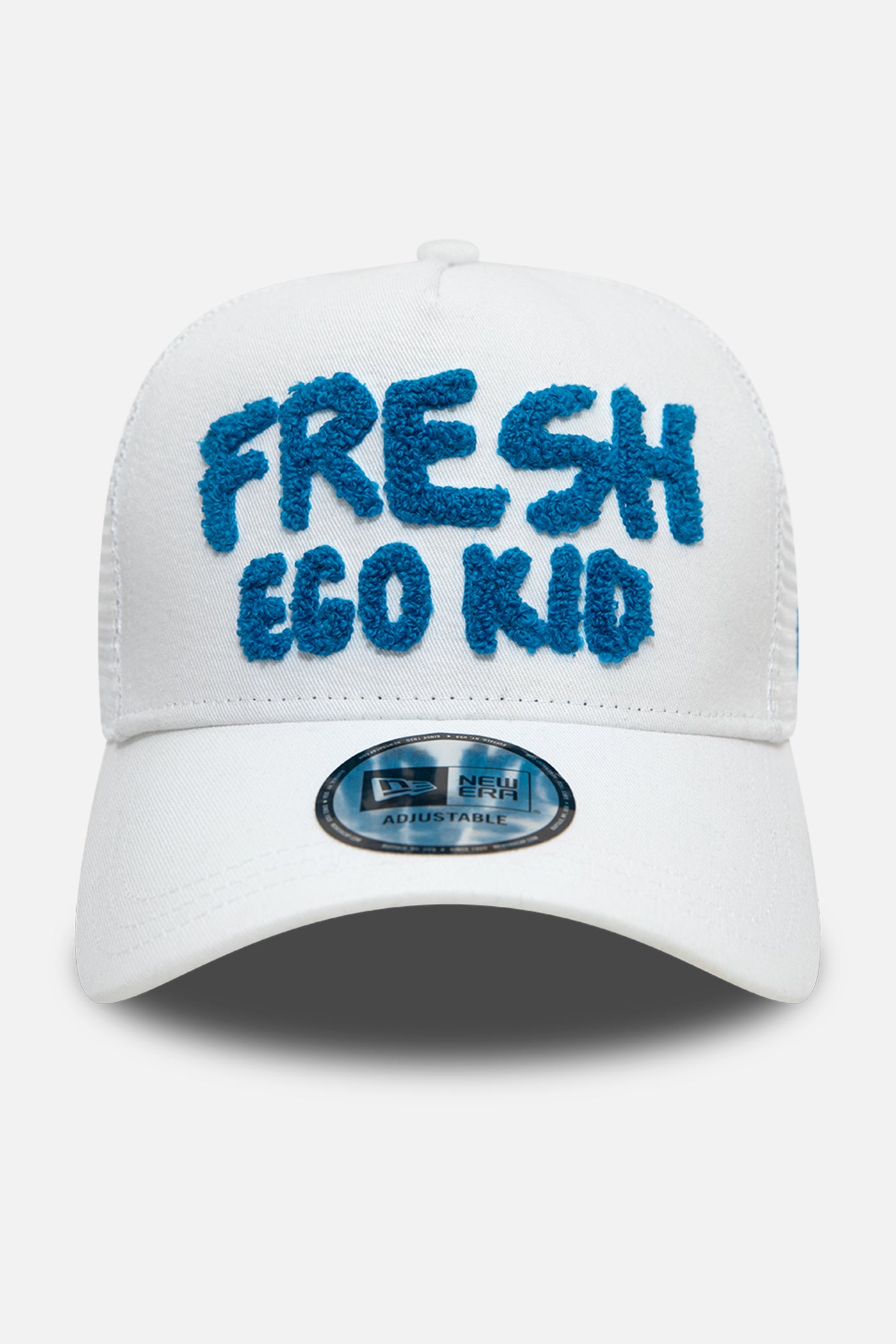 New Era Fresh Ego trucker in white and blue